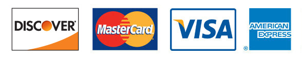 Payment Options Credit Cards, Discover, MasterCard, Visa, American Express